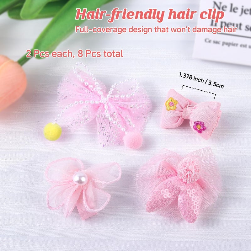 Cherocito 400 Pcs Baby Girls Hair Accessories Set,Baby Girls Hair Ties,Flower Bows Rubber Bands,Hair-friendly Hair Clip,Soft Elastic Hair Bands,Claw Clip(Pink) - Image 3